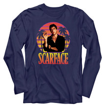 Scarface Tony Montana Miami Sunset Men&#39;s Long Sleeve T Shirt Tropical Al Pacino - £22.05 GBP+