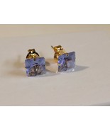 2.90Ct Princess Cut Simulated 6mm  Amethyst Stud Earrings14k Yellow  Gol... - £82.36 GBP