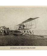 1914 WW1 Print Hydroplane Ready For Flight Aviation Antique Military Col... - $39.99