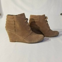 Dolce Vita Wedge Suede Leather Booties Boho Hippie Women&#39;s Size 8.5 Taupe - £23.42 GBP