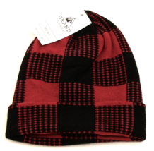 Grand Sierra Red &amp; Black Buffalo Plaid Knit Cuff Beanie Men&#39;s One Size NWT - £23.73 GBP