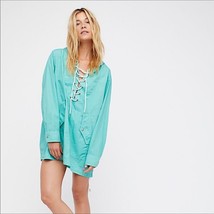 Free People Poplin Hooded Pullover Top in Sky XS/S NWOT - $48.37