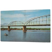 Postcard Lyons Fulton Bridge Across The Mississippi River Clinton Iowa Chrome - $6.92