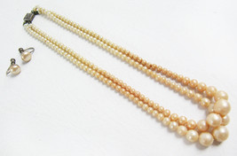 Vintage Art Deco Eduardian Era Faux Pearl Necklace And Earring Sterling Set - $34.64