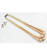 Vintage Art Deco Eduardian Era Faux Pearl Necklace And Earring Sterling Set - £27.25 GBP