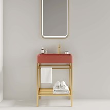 LOFI Red Bathroom Vanity Set with Gold Legs - $380.99