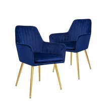 Furniture Modern Living Dining Room Accent Arm Chairs Club Guest With Gold Metal - £216.48 GBP
