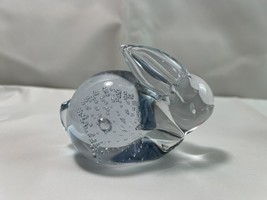 Vintage Handblown Controlled Bubble Glass Art Rabbit Bunny Paperweight Figurine - £9.64 GBP