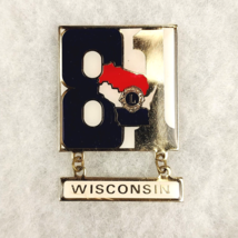 Vintage 1981 Wisconsin Lions Club Linked Metal Enamel Lapel Pin - £4.70 GBP