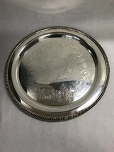 15 in. Round Silver plate WILCOX International Ashley 7072 platter Vintage etch - £29.59 GBP