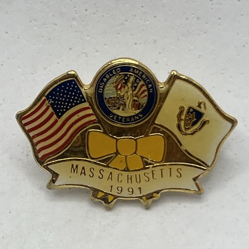 Massachusetts Disabled American Veterans DAV Patriotic Enamel Lapel Hat Pin - $9.95