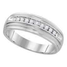 Sterling Silver Mens Round Diamond Band Wedding Anniversary Ring 1/4 Ctw - £125.86 GBP