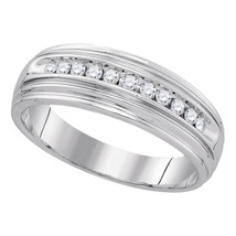 Sterling Silver Mens Round Diamond Band Wedding Anniversary Ring 1/4 Ctw - £128.23 GBP