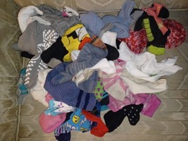 40 Single Mismatch Socks Used Arts &amp; Crafts Only Scrap Cloth Lot - $24.75