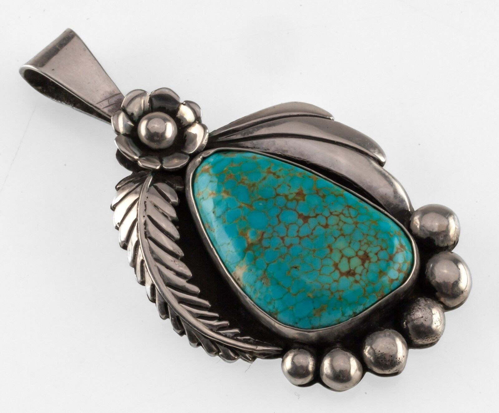 Rare ! Hopi Bill Setalla Sterling &amp; Numéro 8 Turquoise Pendentif 62 MM Long - $1,049.37