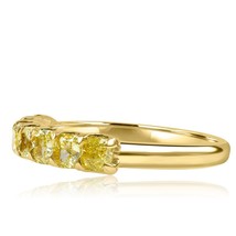1.42CT 7 Stone Fancy Yellow Cushion Diamond Wedding Band 18k Yellow Gold - £1,928.42 GBP