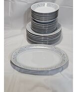 Crown Ming Royal Palm Fine China Silver Band Jian Shiang (Service for 8,... - $53.99