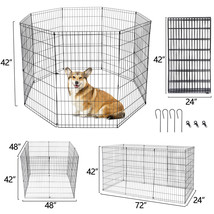 42&quot; 8 Panels Dog Playpen Pet Fence Crate Cage Kennel Metal Exercise Pen ... - £62.79 GBP