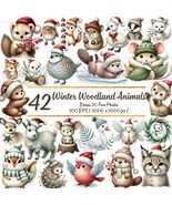 Winter Woodland Animals Clipart Bundle – 42 Watercolor Christmas PNG Ill... - $5.07 CAD