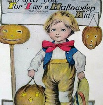 Halloween Postcard Farmer Boy Pumpkins Fantasy HB Spencer Artist CD Clen Denning - £180.55 GBP