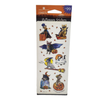 VINTAGE AMERICAN GREETINGS HALLOWEEN DOGS + CATS STICKERS 2 SHEETS SEALE... - $14.25