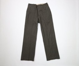 Vintage 40s WWII Mens 29x31 Button Fly Wool Wide Leg Pants Trousers Green USA - £96.42 GBP