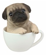 Realistic Adorable Pug Dog Teacup Statue 5.5&quot; Tall Pet Pal Puppy Pugs Fi... - $45.12 CAD