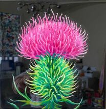 Original oil painting with epoxy resin Beauty of a Thistle Flower - $260.00