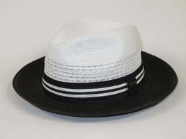 Men's Bruno Capelo Hollywood 2-Tone Straw Style Fedora Hat HW797 White/Black image 4