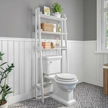 Amery-Ladder Space Saver Wood White 24.9&quot;Lx9.9&quot;Dx61.5&quot;H With Three Shelves - $109.24