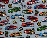 Cotton Racecars Driving Turbo Speed Large Cars Fabric Print by the Yard ... - $13.95