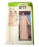 Vtg Simplicity Sewing Pattern 8773 Miss Size 14 &amp; 16 Pajama Night Gown Robe - $6.99