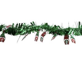 1 PK Green Garland with Gnomes Holiday Xmas Winter Decor Party 9ft - $11.68