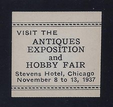 1937 &quot;Antique Exposition and Hobby Fair&quot; Cinderella Poster Stamp MNH - $4.99