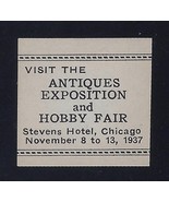 1937 &quot;Antique Exposition and Hobby Fair&quot; Cinderella Poster Stamp MNH - $93.86 MXN