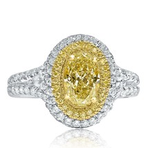 GIA Certified 2.03 Ct Faint Yellow Oval Diamond Engagement Ring 18k White Gold - $3,711.73