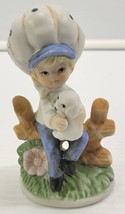 Vintage Crown Royal Bonnet Girl Figurine Big Hat Blue Polkadot Hat Puppy - £9.32 GBP