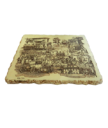 Marble Wall Plaque America Bicentennial 1776 1976 Composition Hand Colored Brown - $29.58