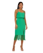 Aidan by Adrianna Papell Womens Fringed-Hem Midi Sheath Dress Green Size 12 $220 - $78.21