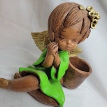 Vintage 1960s Mod Angel Girl Ceramic Candle Holder Succulent Planter Cottagecore - £19.20 GBP