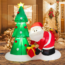 7 FT Inflatable Christmas Tree & Santa Claus with Puppy Dog LEDs & Air Blower - £93.47 GBP