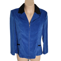 Scarlett Classy Zip Up Collared Blazer ~ Sz 18 ~ Long Sleeve ~ Blue &amp; Black - £20.85 GBP