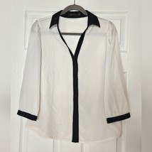 The Limited Womens ivory and black beaded button up blouse size M - £14.92 GBP