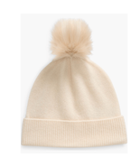 Nordstrom Faux Fur Cashmere Pompom Beanie, Pink, 100% Ivory Cream, NWT - $49.00