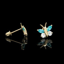 0.4ct Marquise Topaz&amp;Simulated Diamond Butterfly Earrings 14K Yellow Gold Plated - £72.20 GBP