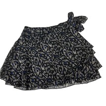 Japna Womens Faux Wrap Skirt Size Small Black Abstract Print Lined Tiered S - $18.00