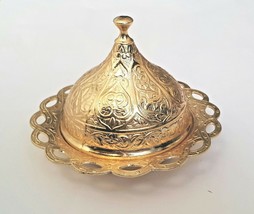 Traditional Delight Sugar Turkish Ottoman Candy Bowl Basin Castor Pot Gold Color - £7.81 GBP