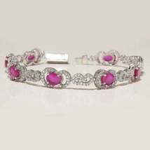 7 Ct Oval Cut Simulated Pink Sapphire  Bracelet Gold Plated 925 Silver - £129.81 GBP