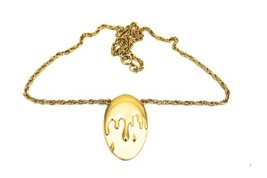 Vtg RETRO JJ Jonette Necklace  18” Womens Jewelry Goldtone Egg Dripping ... - $23.76