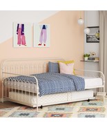 Novogratz Bright Pop Full Metal Daybed with Twin Trundle Bed Off White - £234.96 GBP